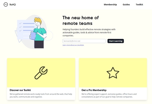 No HQ landing page design