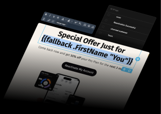 A special offer page for a product displays a blue banner, gray phone, and white text, with a dropdown menu and text input box.